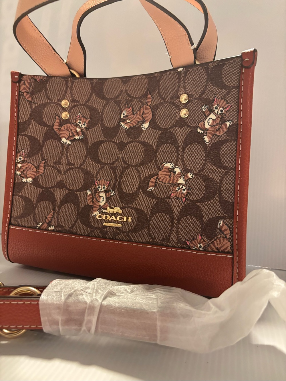Coach Dempsey Tote 22 Signature Canvas Dancing Kitten Print - Picture 2 of 9